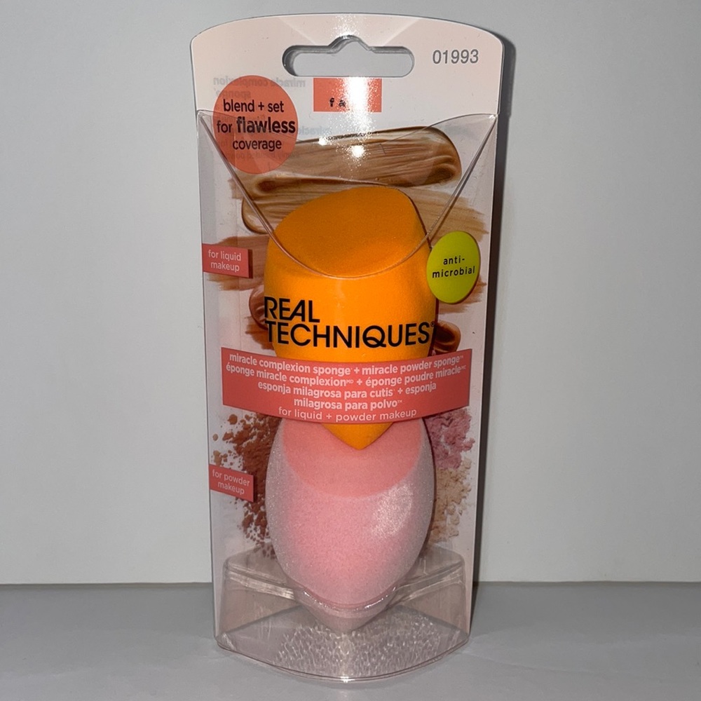 Real Techniques Miracle Complexion Sponge + Miracle Powder Makeup Sponge Set NWT